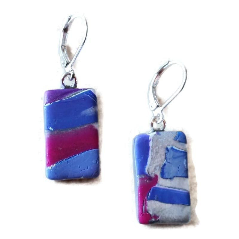 12x22mm Rectangle Dangle Earring - Blue-Sale-Tiry Originals, LLC