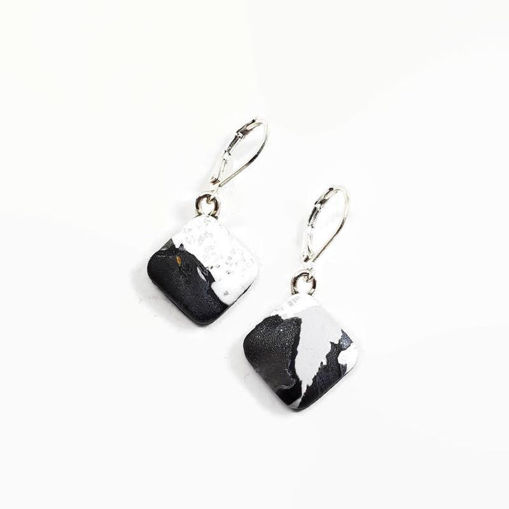 14x14mm Diamond Dangle Earring - Calacatta-Earrings-Tiry Originals, LLC