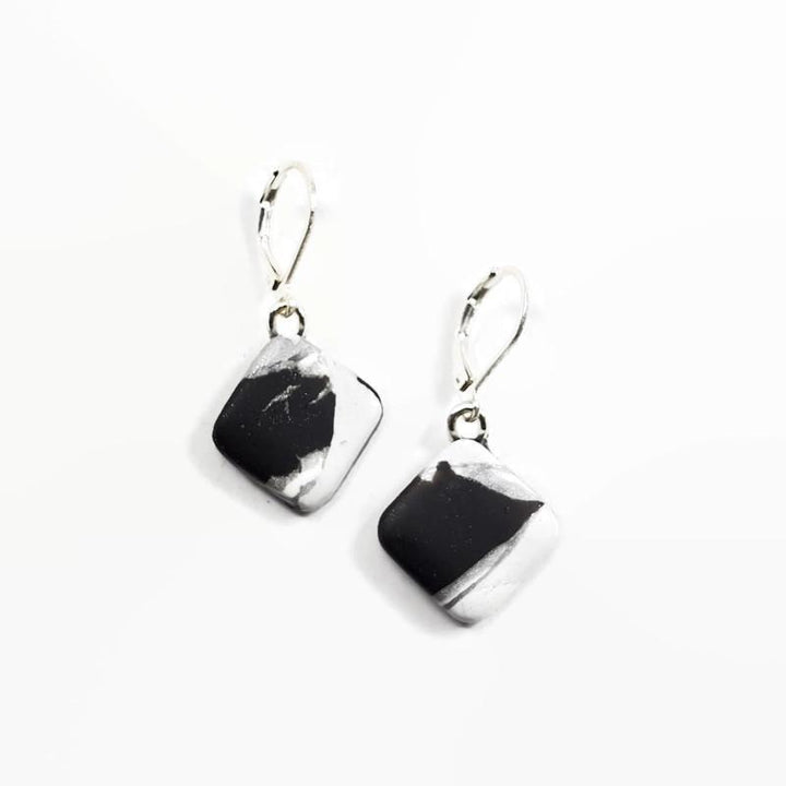 14x14mm Diamond Dangle Earring - Calacatta-Earrings-Tiry Originals, LLC