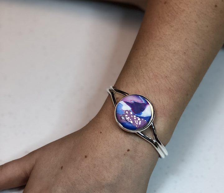25mm Round Focal Bangle - Blue-Sale-Tiry Originals, LLC