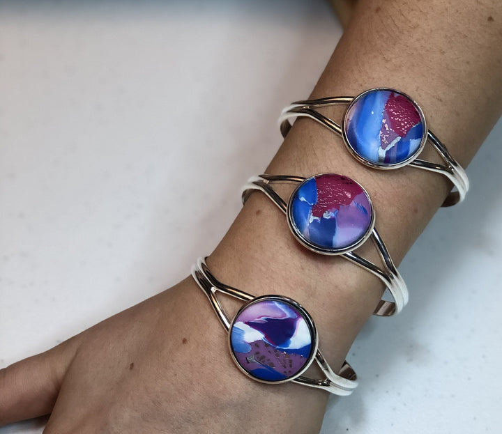 25mm Round Focal Bangle - Blue-Sale-Tiry Originals, LLC