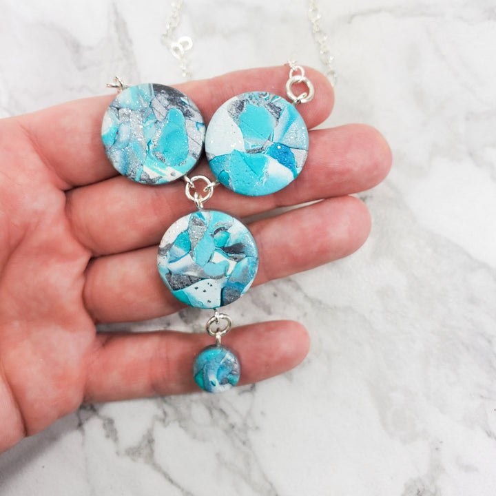 3 Coin Link Necklace - Turquoise Waters-Necklace-Tiry Originals, LLC