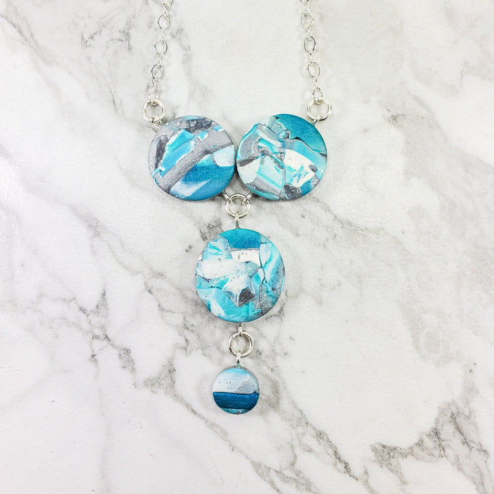 3 Coin Link Necklace - Turquoise Waters-Necklace-Tiry Originals, LLC