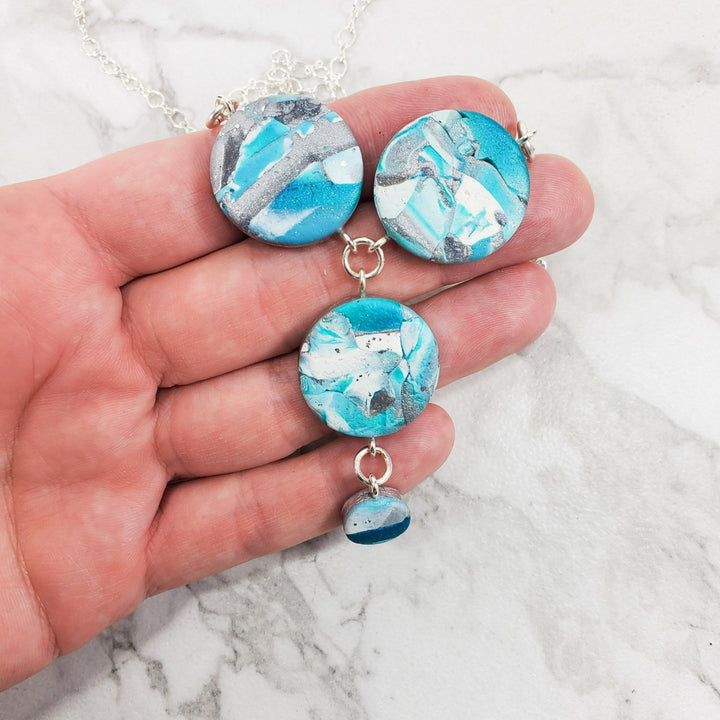 3 Coin Link Necklace - Turquoise Waters-Necklace-Tiry Originals, LLC