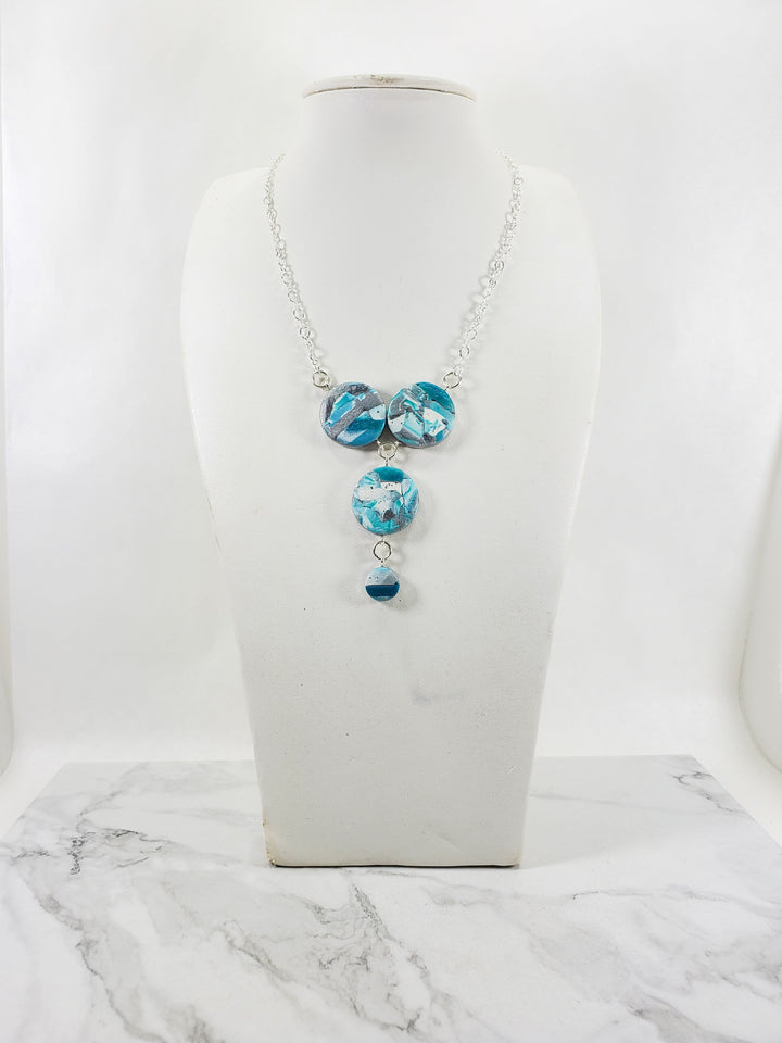 3 Coin Link Necklace - Turquoise Waters-Necklace-Tiry Originals, LLC