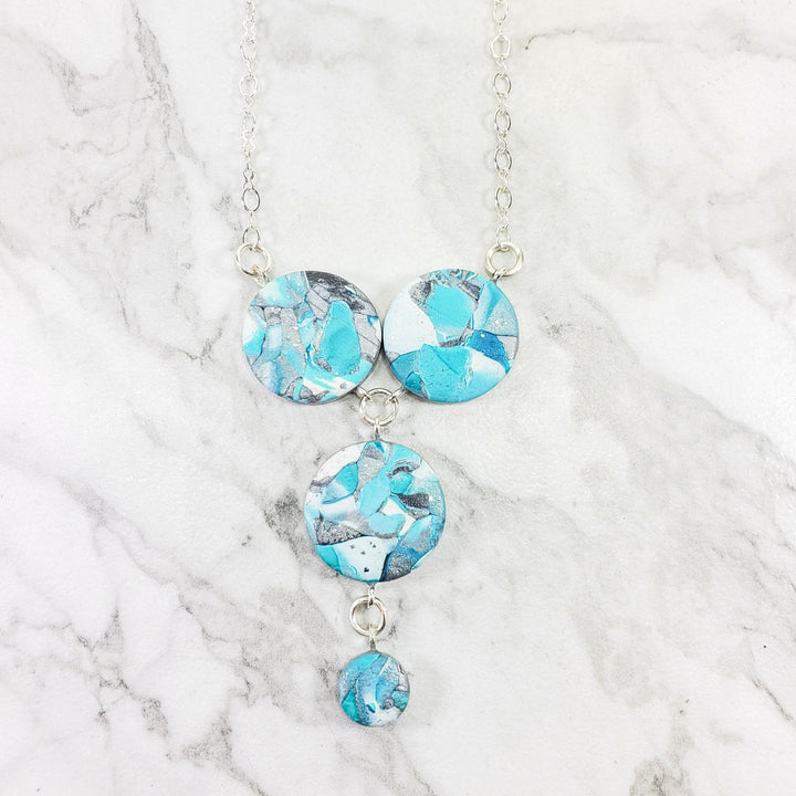 3 Coin Link Necklace - Turquoise Waters-Necklace-Tiry Originals, LLC