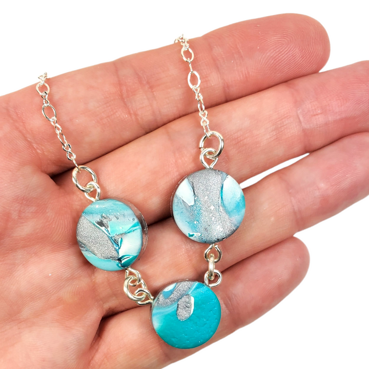 3 Small Coin Necklace - Turquoise Waters-Necklace-Tiry Originals, LLC