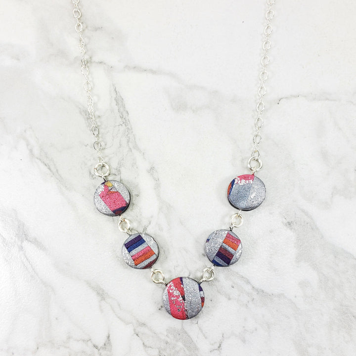 5 Multi Coin Necklace - Marbled - Viva Magenta-Necklace-Tiry Originals, LLC