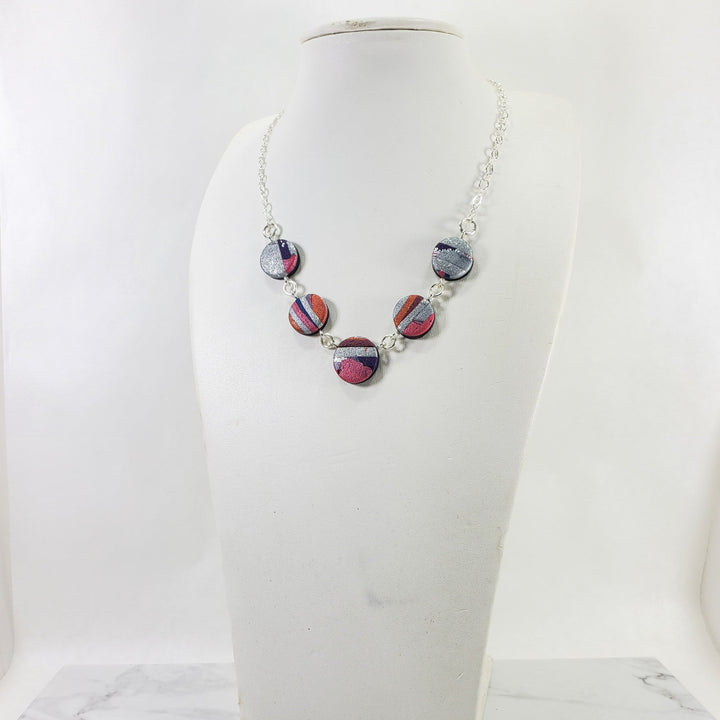 5 Multi Coin Necklace - Marbled - Viva Magenta-Necklace-Tiry Originals, LLC