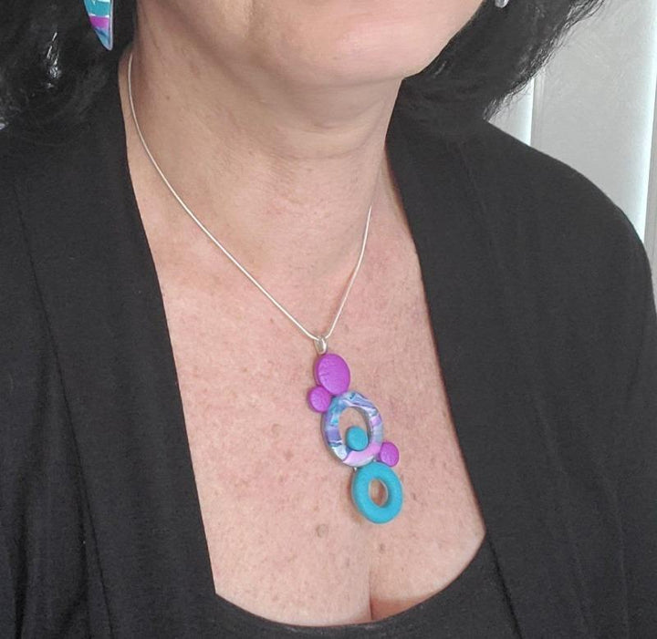 Bubbles Pendant- Double Donut - Blue-Sale-Tiry Originals, LLC