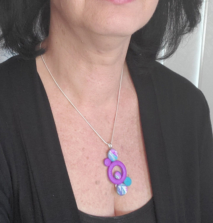 Bubbles Pendant- Single Circle - Blue-Sale-Tiry Originals, LLC