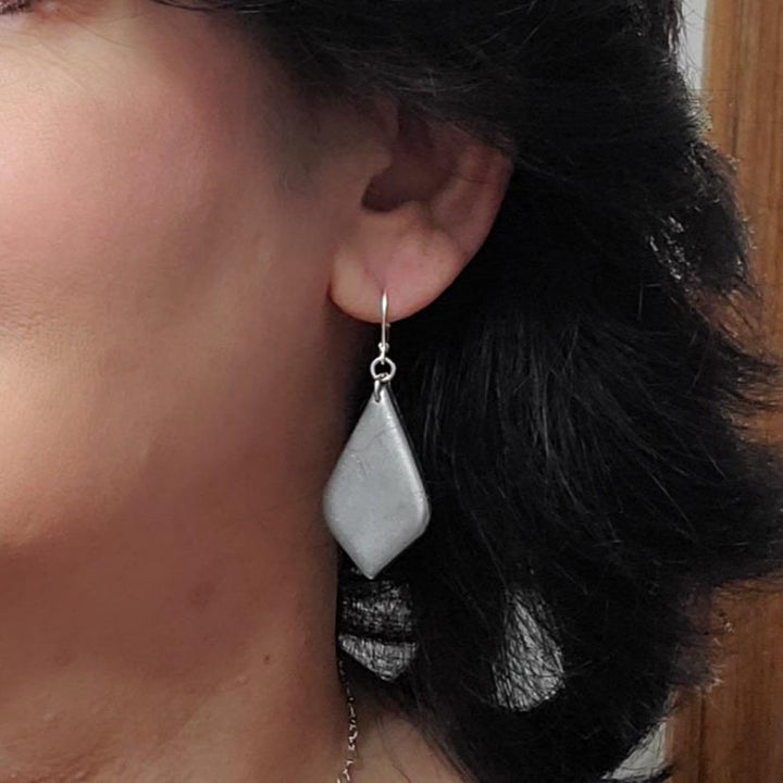 Diamond Donut Dangle Earring - Chrome-Earrings-Tiry Originals, LLC