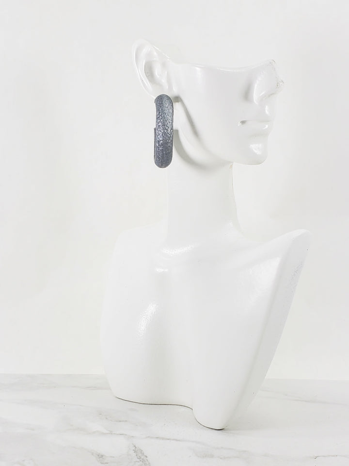 Hammered Hoop Earrings Medium - Solid Color - Chrome-Earrings-Tiry Originals, LLC