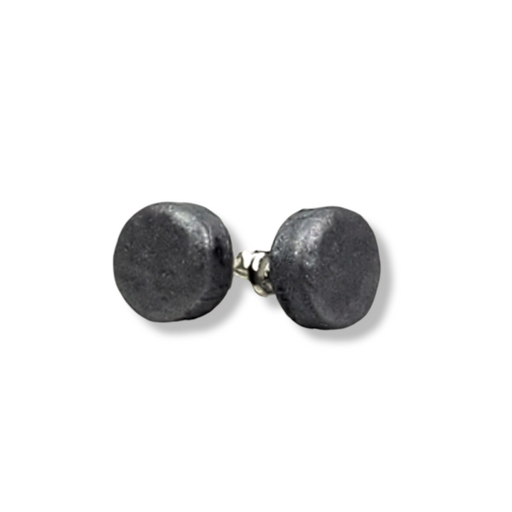 Hammered Matte Silver Stud Post Earrings with Chrome Accents-Earrings-Tiry Originals, LLC
