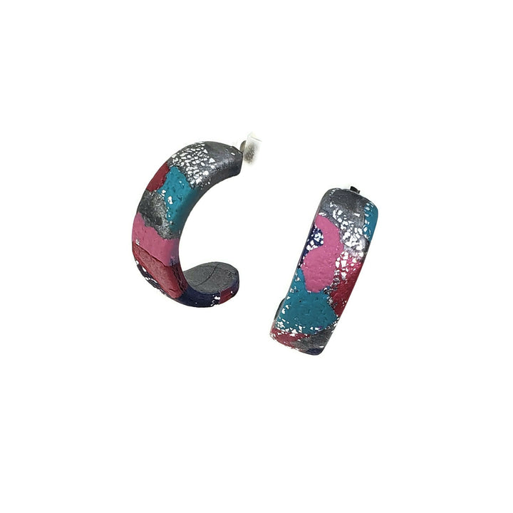 Hoop Earrings Medium - Marbled - Very Peri-Earrings-Tiry Originals, LLC