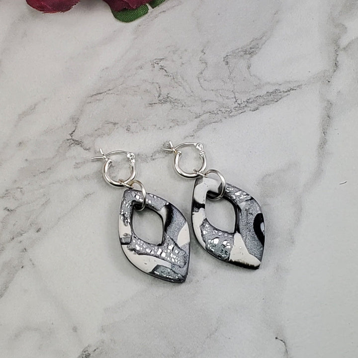 Large Diamond Cutout Dangle Earring - Calacatta-Earrings-Tiry Originals, LLC