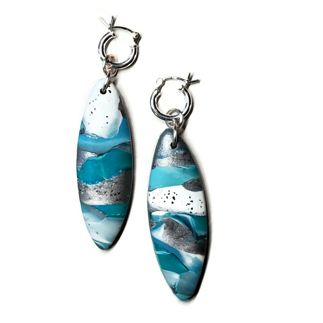 Long Oval Dangle Earring - Turquoise Water-Earrings-PME36 #1-Option #1-Tiry Originals, LLC