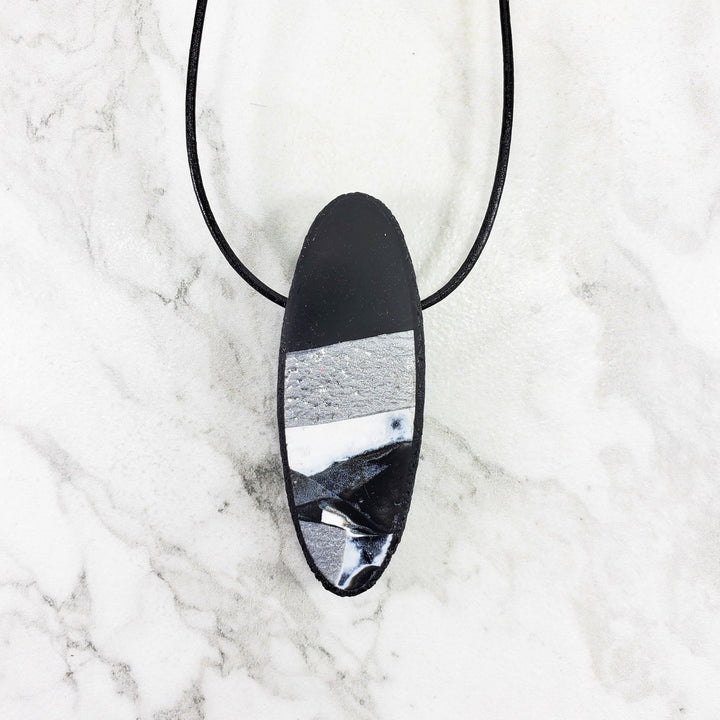Long Oval Pendant - Calacatta-Pendants-Tiry Originals, LLC