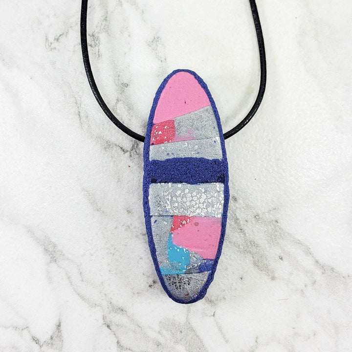 Long Oval Pendant - Very Peri-Pendants-Tiry Originals, LLC