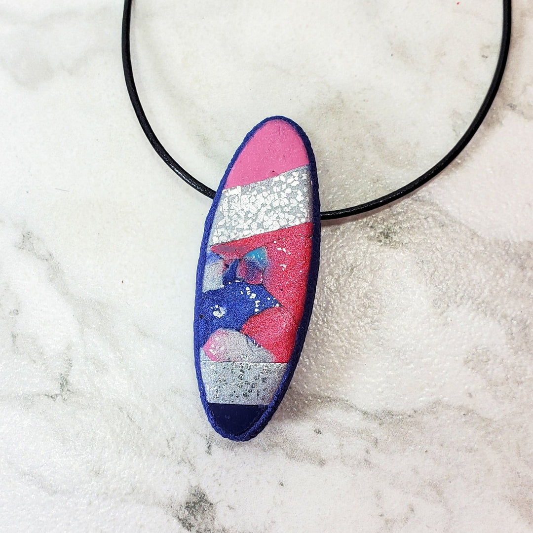 Long Oval Pendant - Very Peri-Pendants-Tiry Originals, LLC