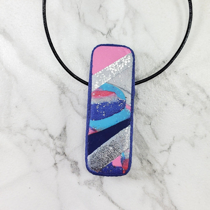 Long Rectangle Pendant - Very Peri-Pendants-Tiry Originals, LLC