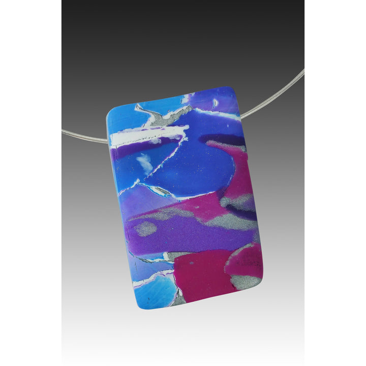 Mosaic Rectangle Pendant - Blue-Sale-Tiry Originals, LLC