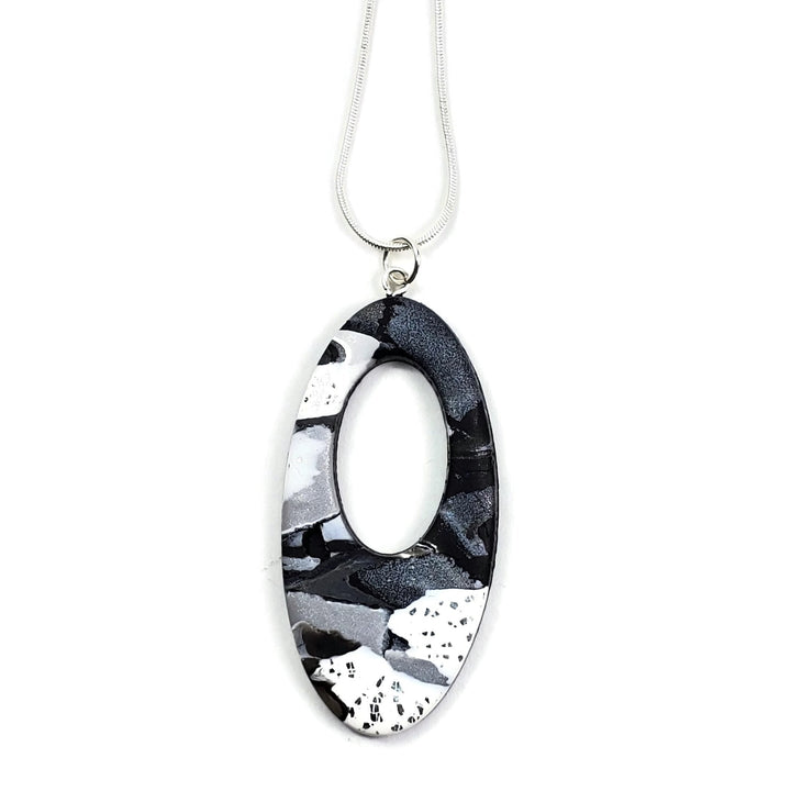 Oval Donut Cutout Pendant - Calacatta-Pendants-PMP74 BW-2-Option #2 BW-Tiry Originals, LLC