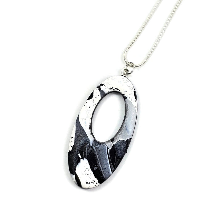 Oval Donut Cutout Pendant - Calacatta-Pendants-PMP74 BW-3-Option #3 BW-Tiry Originals, LLC