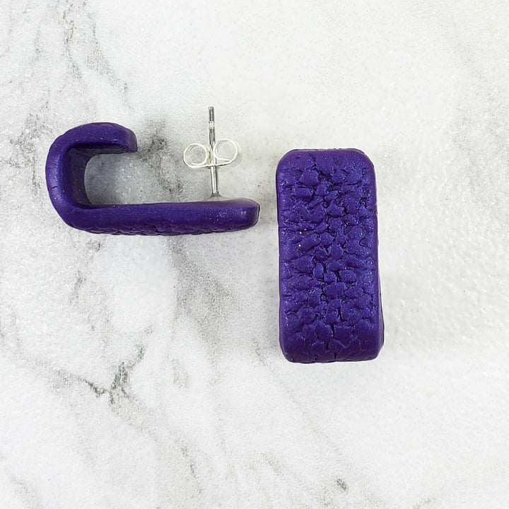 Purple Solid Color Huggie Earrings - Elegant and Simple Accessory-Earrings-Tiry Originals, LLC