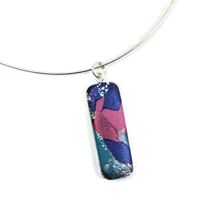 Rectangle Bar Pendant - Marbled - Very Peri-Pendants-PMP89 #1 VP-Option #1-Tiry Originals, LLC