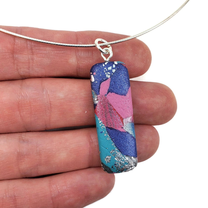 Rectangle Bar Pendant - Marbled - Very Peri-Pendants-Tiry Originals, LLC