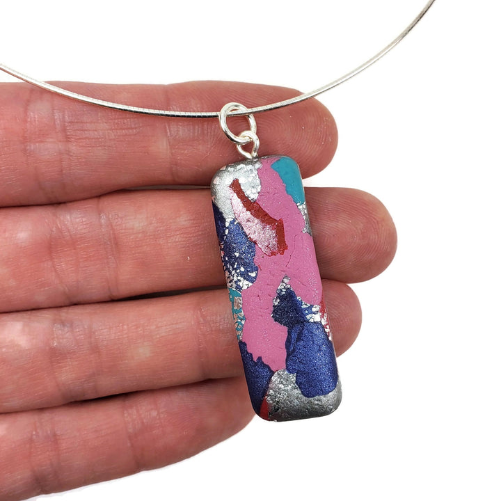 Rectangle Bar Pendant - Marbled - Very Peri-Pendants-Tiry Originals, LLC