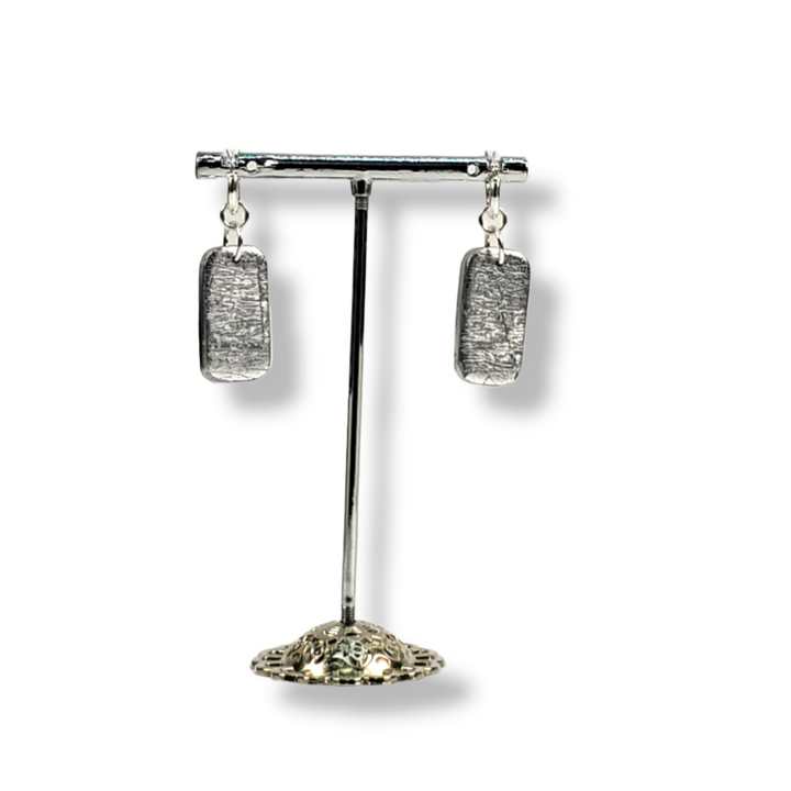 Rectangle Dangle Earring - Chrome-Earrings-Tiry Originals, LLC