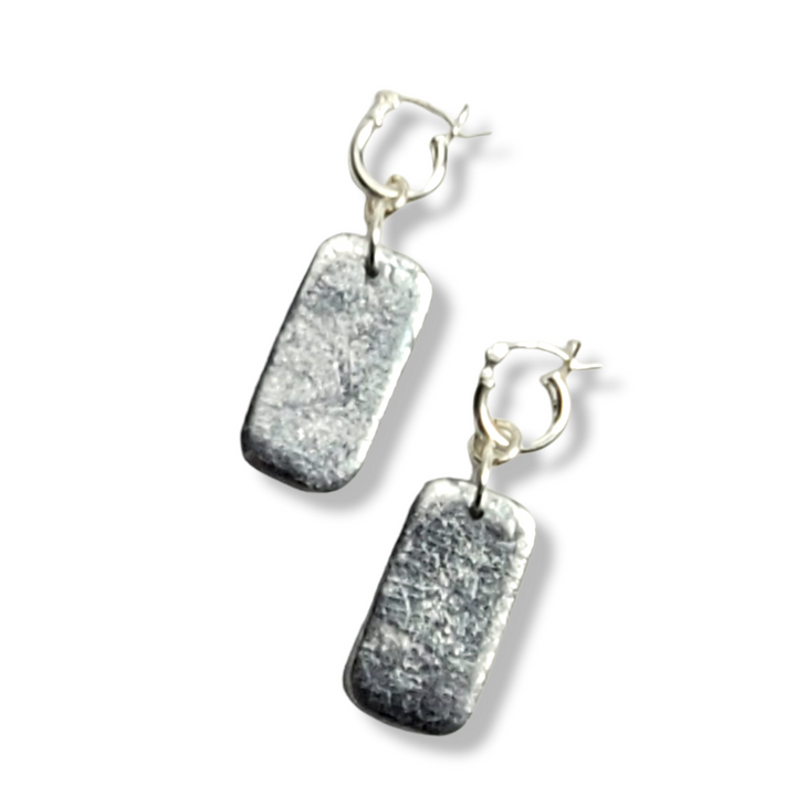 Rectangle Dangle Earring - Chrome-Earrings-Tiry Originals, LLC