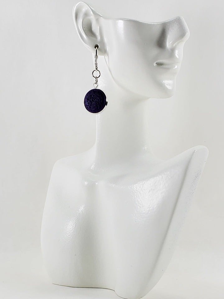 Round Bezel Dangle Earring - Black-Earrings-Tiry Originals, LLC