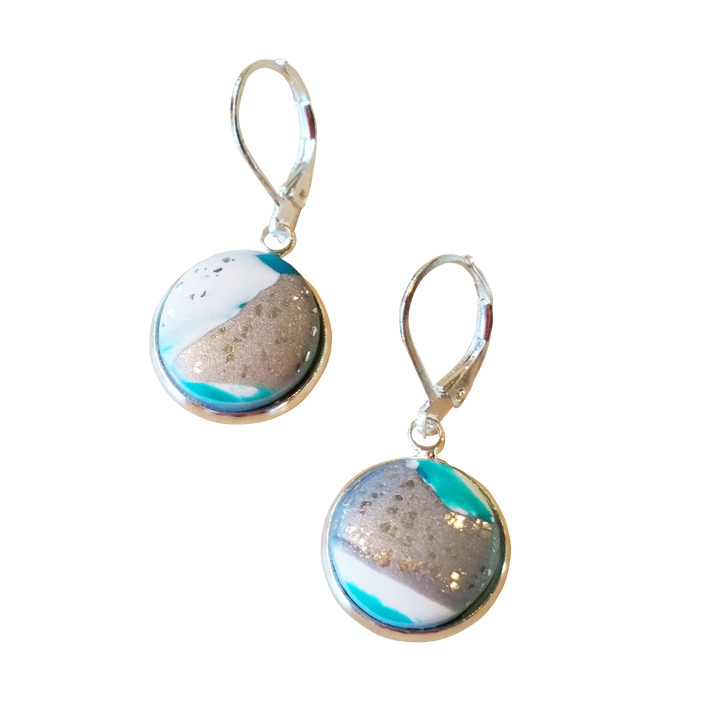 Round Bezel Dangle Earring - Turquoise Water-Earrings-PME05 1tw-Option 1-Tiry Originals, LLC