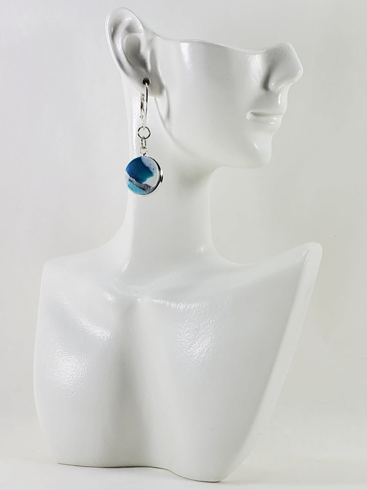 Round Bezel Dangle Earring - Turquoise Water-Earrings-Tiry Originals, LLC