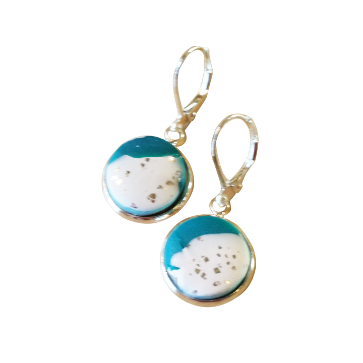 Round Bezel Dangle Earring - Turquoise Water-Earrings-Tiry Originals, LLC