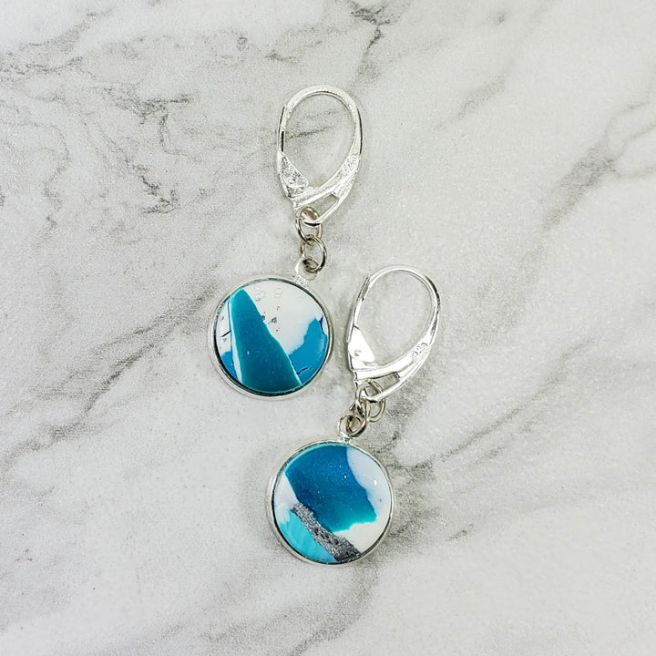 Round Bezel Dangle Earring - Turquoise Water-Earrings-Tiry Originals, LLC