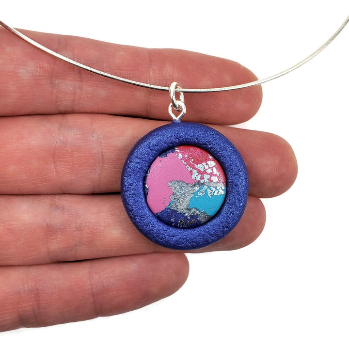 Round Bezel Pendant - Very Peri-Pendants-Tiry Originals, LLC