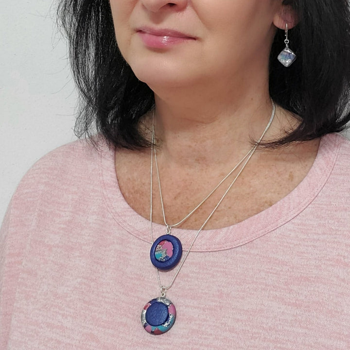 Round Bezel Pendant - Very Peri-Pendants-Tiry Originals, LLC