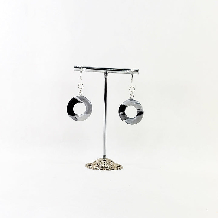 Round Cutout Ring Dangle Earring - Calacatta-Earrings-Tiry Originals, LLC
