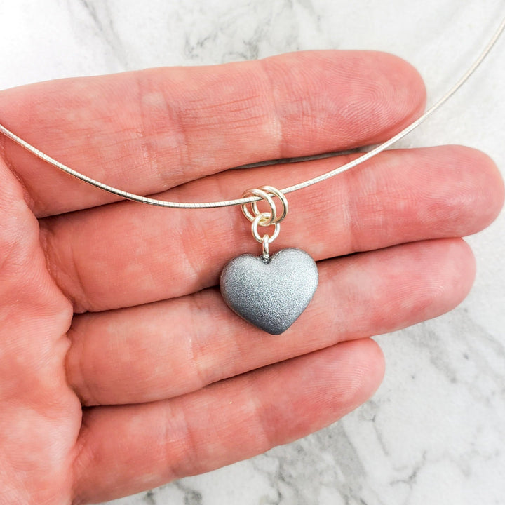Silver Heart Pendant - Tiny-Pendants-PMP41 Matte-Matte - Chrome Edge-Tiry Originals, LLC