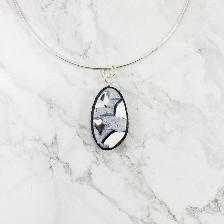 Small Oval Pendant - Calacatta-Pendants-Tiry Originals, LLC