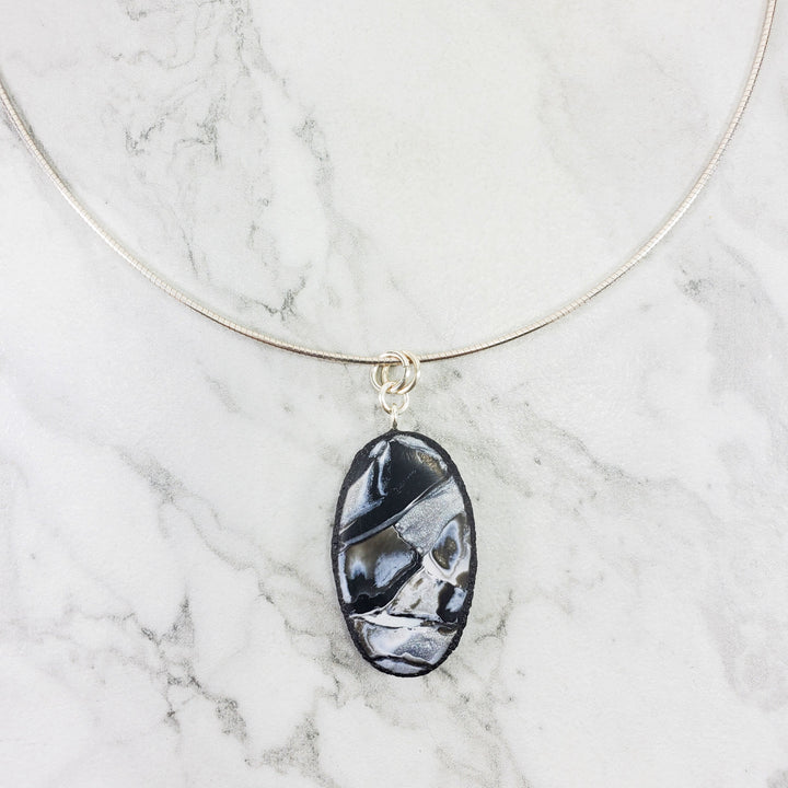 Small Oval Pendant - Calacatta-Pendants-Tiry Originals, LLC