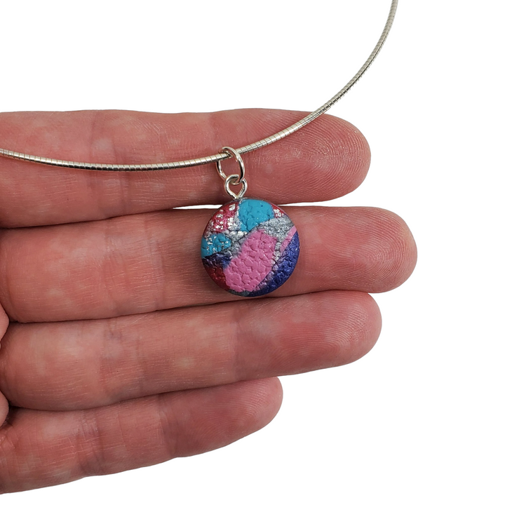 Small Round Pendant - Marbled - Very Peri-Pendants-Tiry Originals, LLC