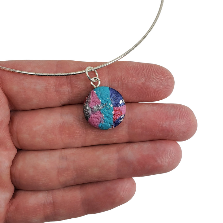 Small Round Pendant - Marbled - Very Peri-Pendants-Tiry Originals, LLC