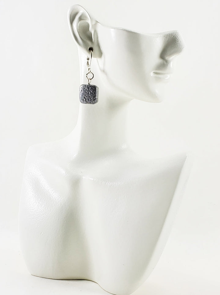 Small Square Dangle Earring - Silver-Earrings-Tiry Originals, LLC