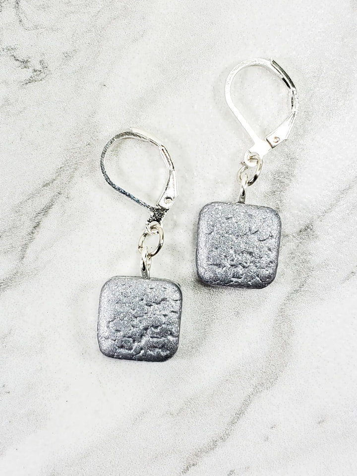 Small Square Dangle Earring - Silver-Earrings-Tiry Originals, LLC