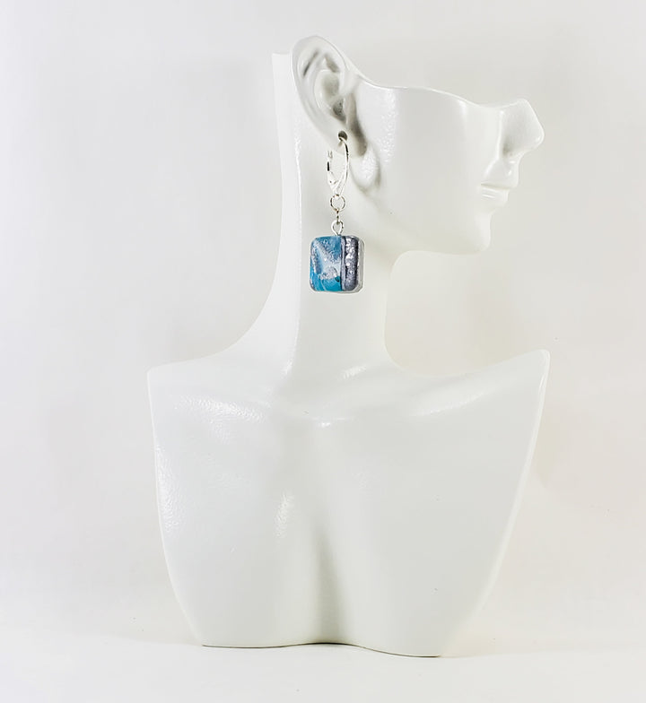 Square Dangle Earring - Large - Turquoise Water-Earrings-Tiry Originals, LLC